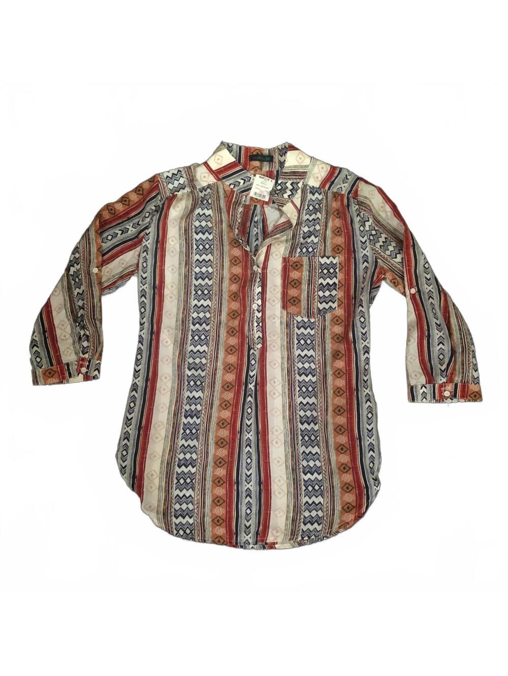 CALS Striped Button-Up Shirt Medium Polyester NWT